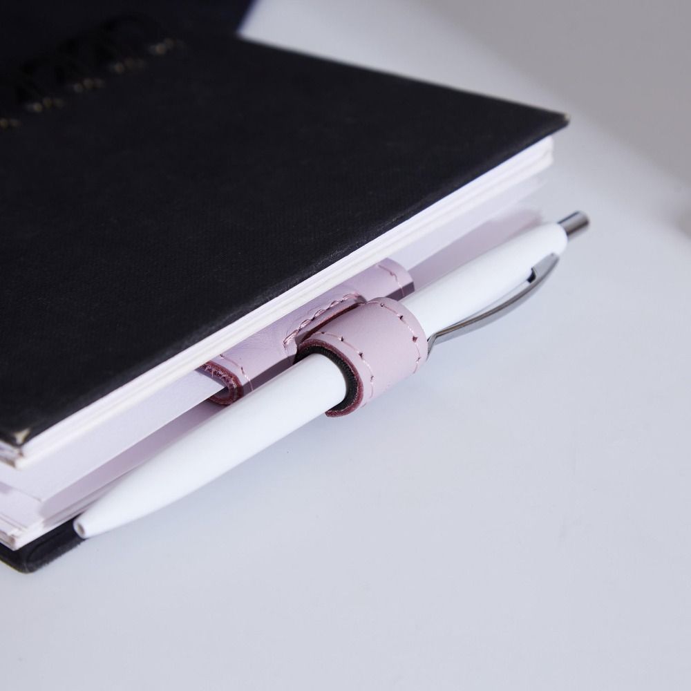 New Magnetic Pen Loop Holder PU Leather Anti-lost Pen Clip Solid Color Multi-functional Bookmark Stationery Supplies