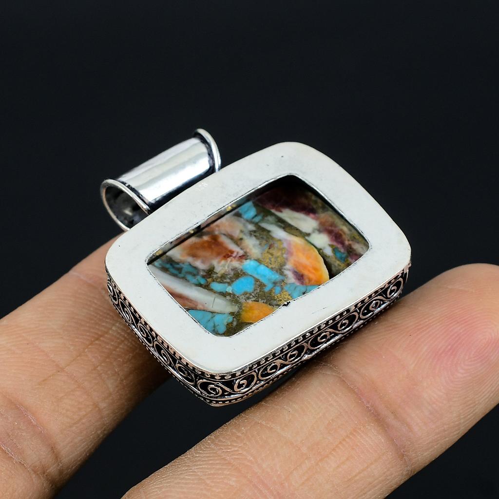 Spiny Oyster Handmade 925 Sterling Silver Jewelry Pendant 1.4" J9F91