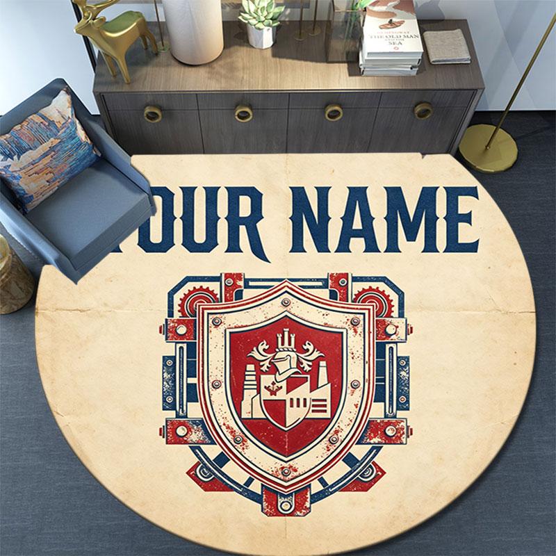 Custom Name,Atlético Madrid pattern round rug,Carpet Rug for Living Room Bedroom Playroom ,Non-slip Floor Mat,Holiday Gifts and Birthday Gifts.