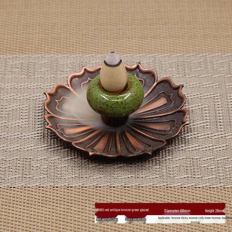 Japanese Glass Lotus Incense Holder: Dual-Use Aromatherapy & Backflow Burner