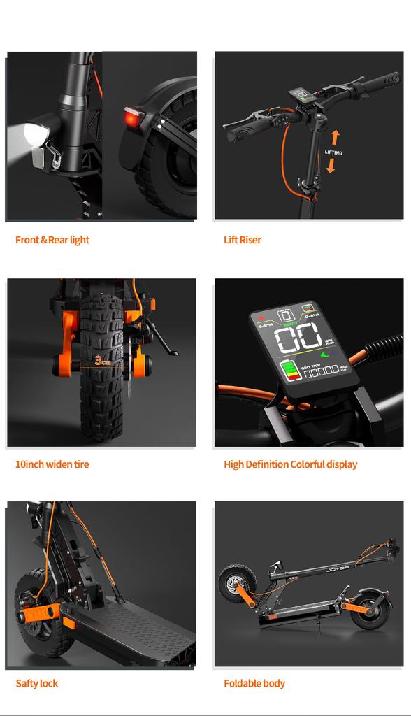 JOYOR S5 Pro (ABE) Electric Scooter 500W Motor, 48V 26Ah Battery, 10" Tire, 20km/h Speed Adults E-scooter