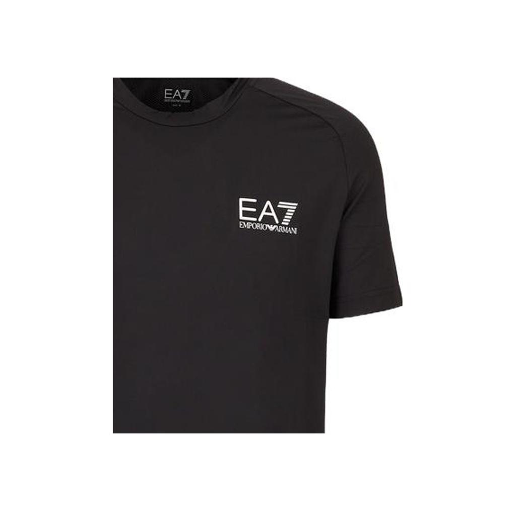 Emporio Armani EA7 SS23 Letter Logo Printed Mesh Short Sleeve T-Shirt Men tops Black 8NPT22-PJEMZ-1200