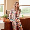 [Christmas Cat] Ice Silk Pajamas Women's Summer New Long Sleeve Cardigan Printed Set Spring and Autumn Large Size Loungewear