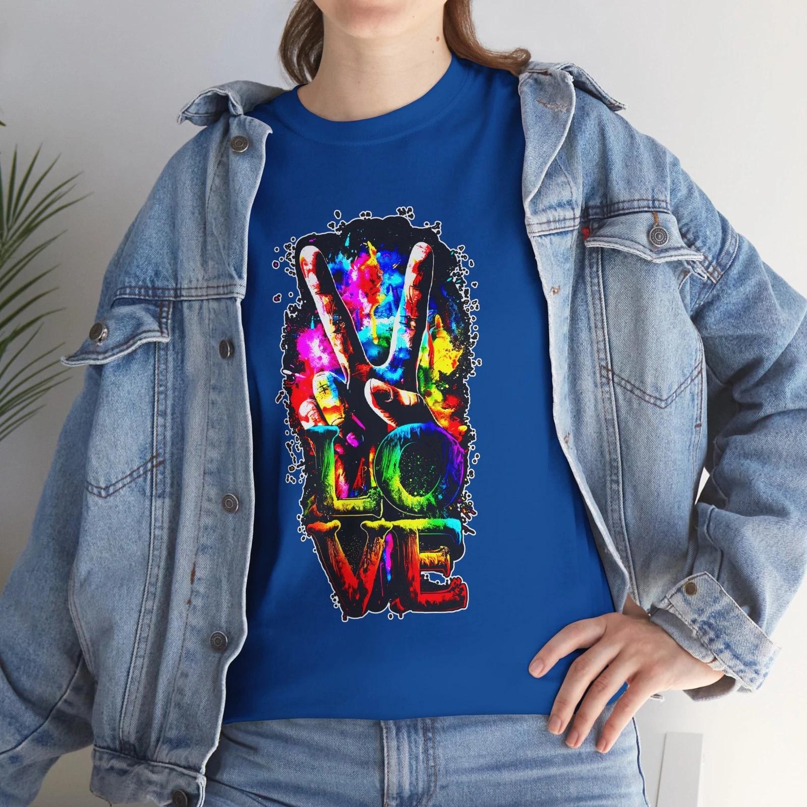 Tie-Dye Peace Love Tee | Colorful Peace Sign Shirt S