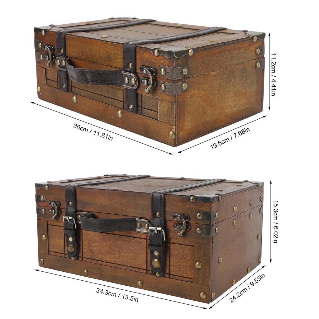 Wooden Chest Wooden Chest Portable Vintage Distressed Multifunctional Wood Storage Trunk Handbag for Clothes Toys Photo Prop
