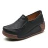 Fashion Spring and Summer Women Fashion Loafers Genuine Leather Moccasins Autumn Slip-on Casual Round Toe Wedge Platform Rocking Shoes