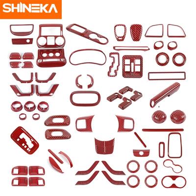 SHINEKA ABS Interior Red Carbon Fiber Decoration Cover Stickers For Jeep Wrangler JK 2011-2017 Car 2/4Door Accessories