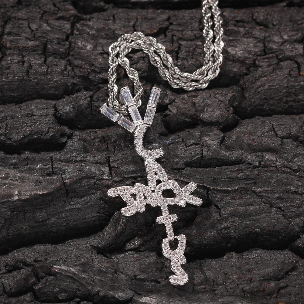 Hip Hop Trend Brand Diamond Cactus Jack Letter Pendant Necklace E-commerce