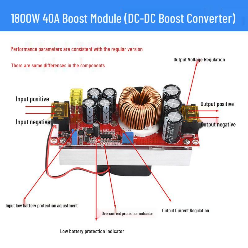1800W 40A Adjustable Boost Converter Module, Constant Voltage & Current DC-DC.