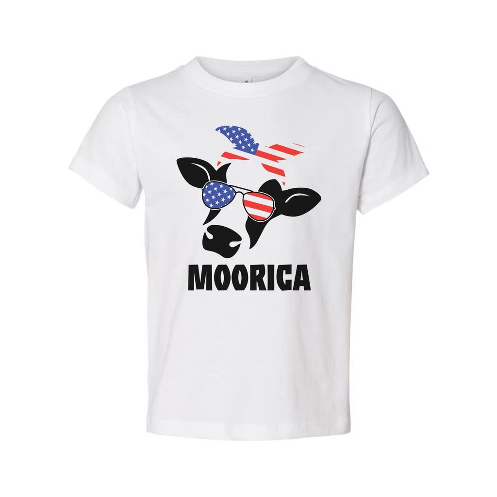 Moorica Cow With American Flag Sunglasses Graphic T Shirt For Men Women Unisex P