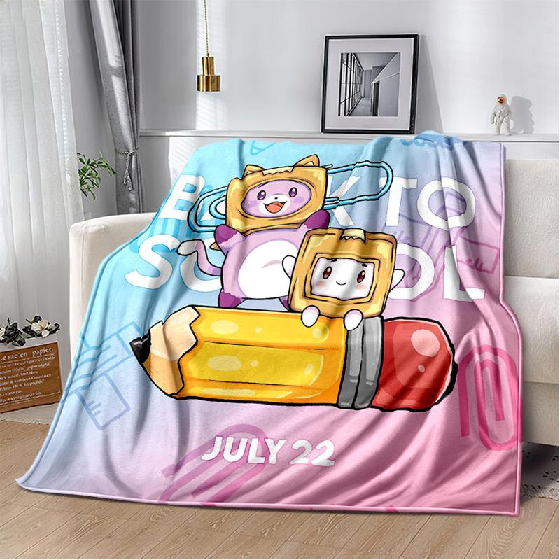 Happy Rocky And Foxy And Boxy Lankybox Couverture en peluche douce en flanelle pour salon, chambre à coucher, lit, canapé, pique-nique
