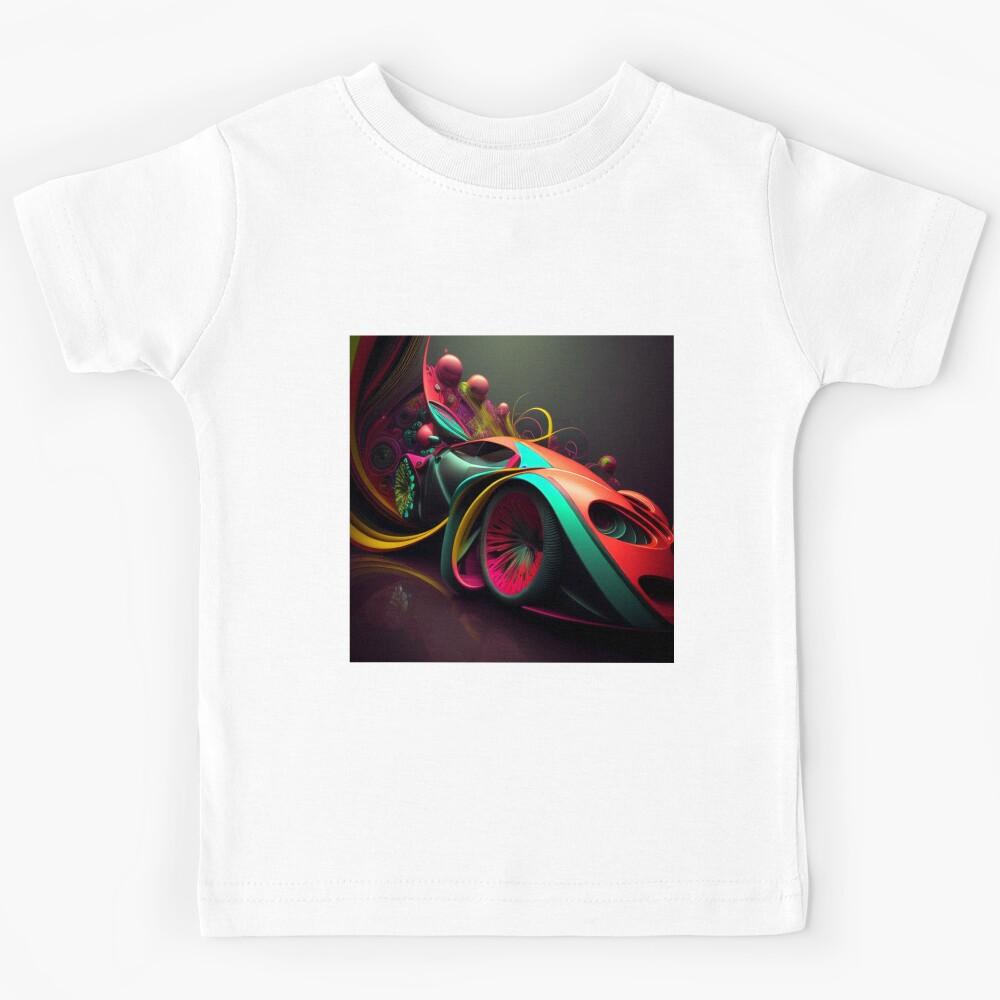 Surreal - Abstract - Neon - Supercar - Custom Digital Art Design Kids T-Shirt 140