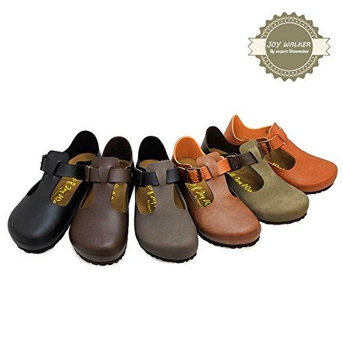 Joy Walker Women's T-Strap Shoes, Casual, Natural, Flats, Comfortable, Velcro Closure, Size 35, Black, Size 22.5cm, 136P