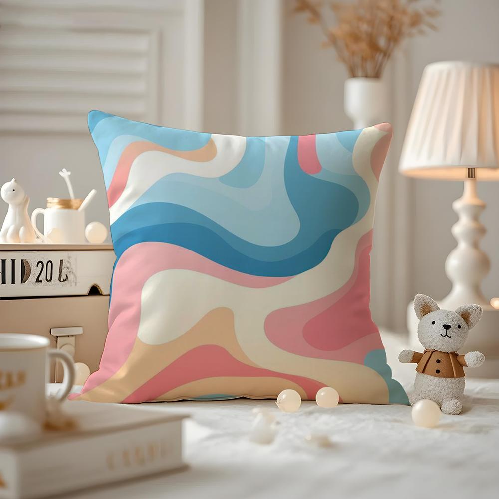 HOT Abstract Colorful Pattern Cushion Cover Anti-dustmite Pillowcase Invisible Zipper Silky Short Plush Sofa Cushion Cover