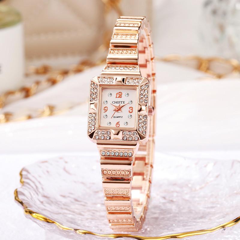 High Quality Fashion Rhinestone Women Watch Square Small Clock Steel Wristwatch Lady Watches Ladies Montre Femme Dropshipping