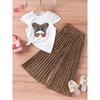 2-7Y Girls Summer New Cartoon Personality Avatar Short Sleeve + Wide Leg Trousers Casual Two-piece Set