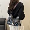 Fashion ethnic style tassel tote bag new niche shoulder bag simple holiday style versatile women's bag