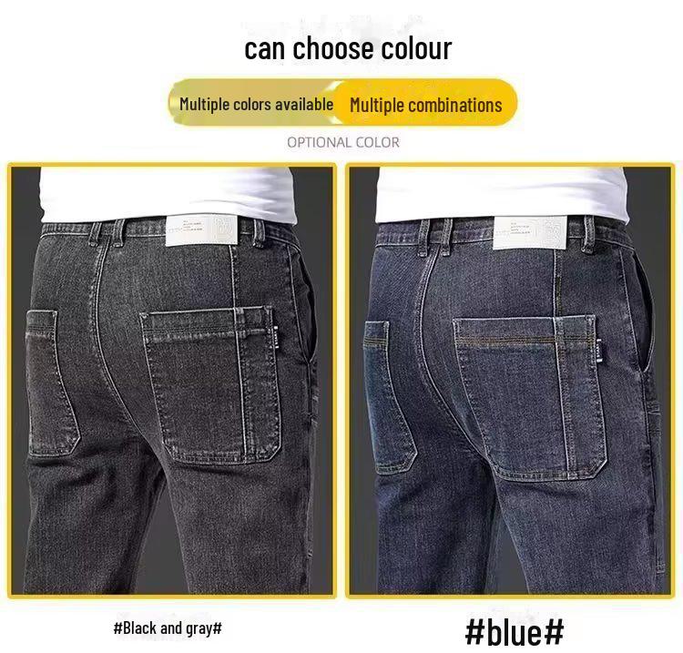 Elastické pánské slim straight džíny s více kapsami - Trendy a všestranné pro podzimní/zimní ležérní módu