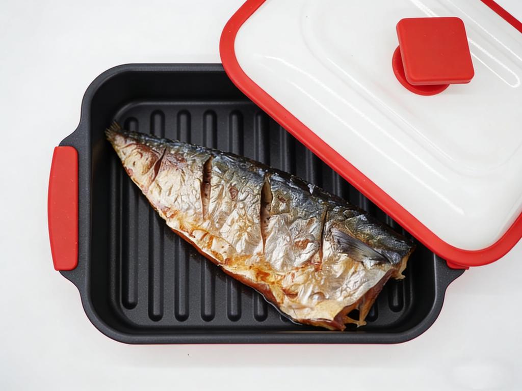 MSI Dtsoy Microwave-Safe Non-Stick Cooking Pan (Red) - Cooking Utensil Set: Easily cook grilled fish and meat. Includes numerous recipes and instructi