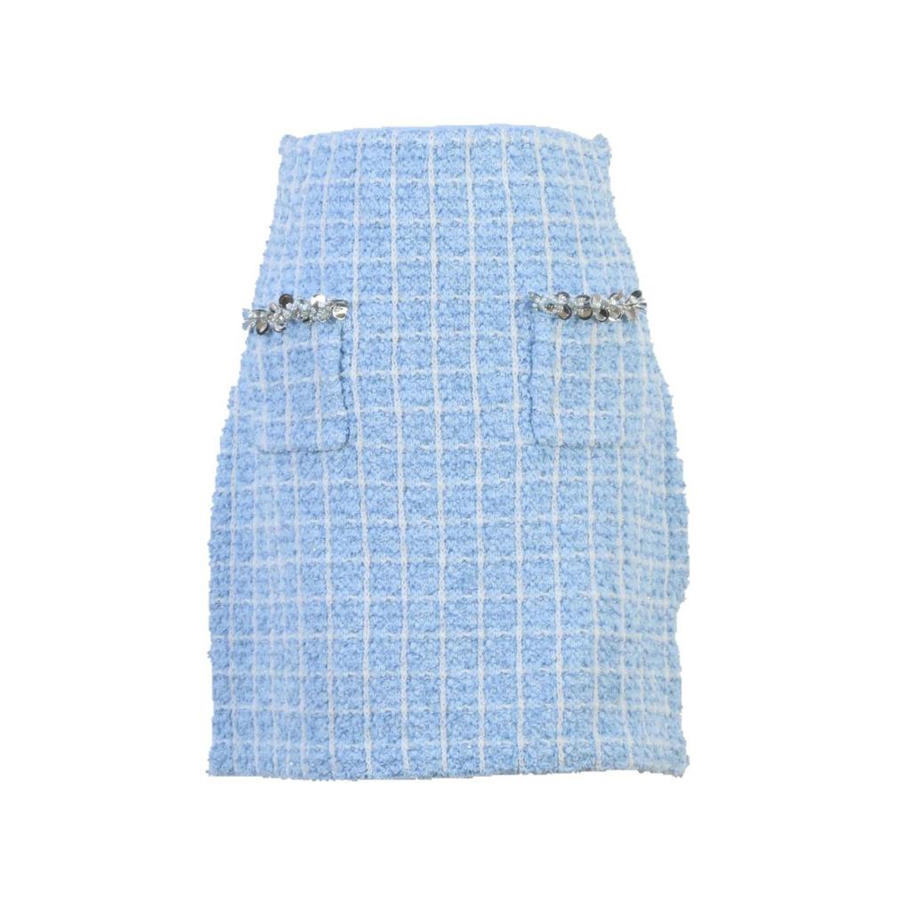 Schickes, französisch inspiriertes Strickjacken- und Bodycon-Midirock-Set mit Diamanten