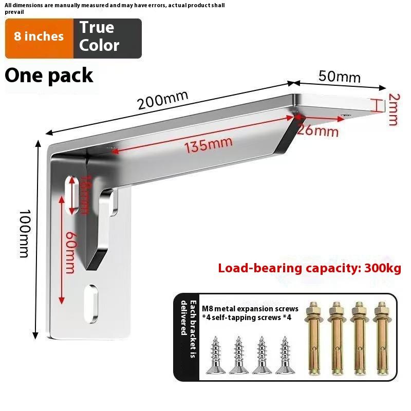 1/2Pcs Black/White/Silver Stainless Steel Corner Code Triangle Bracket Load-Bearing Bracket Wall Fixed Corner Storage Rack