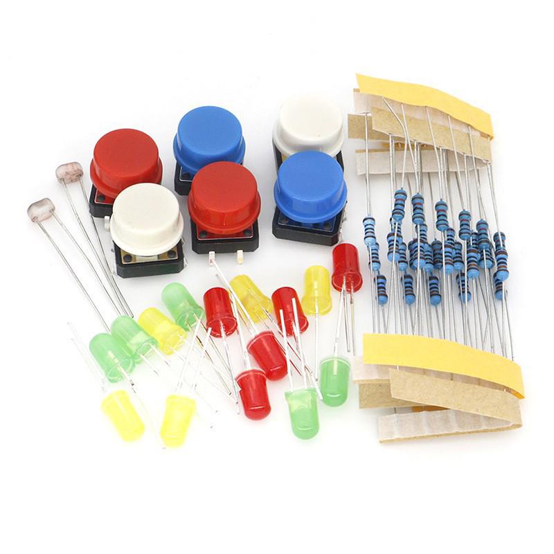 UNO R3 Kit: Development Board, LED Lights, 400-Hole Breadboard, Buttons, Resistors, Dupont Wires