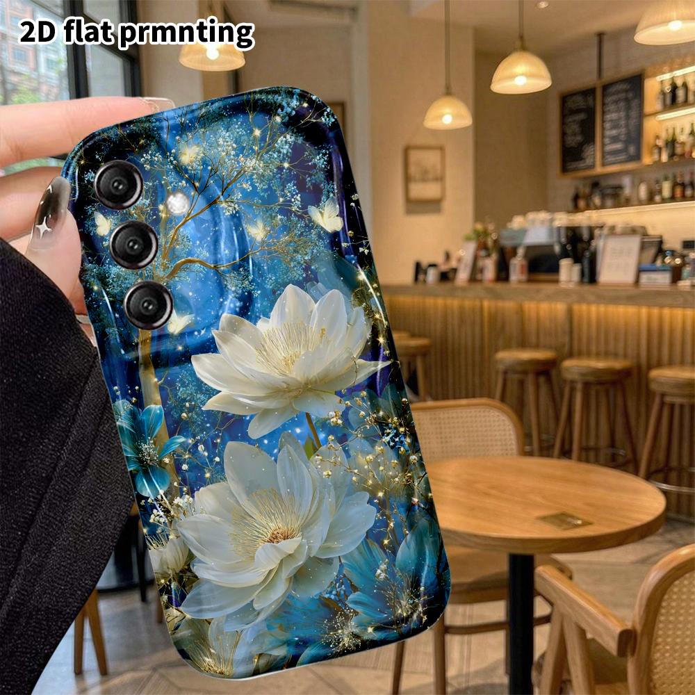 Phone Case: 2D Samsung Galaxy A34 A35 M05 M06 S20 S22 S21 FE Plus 5G Case, Dark Night White Lotus Forest, Christmas and Halloween Gift