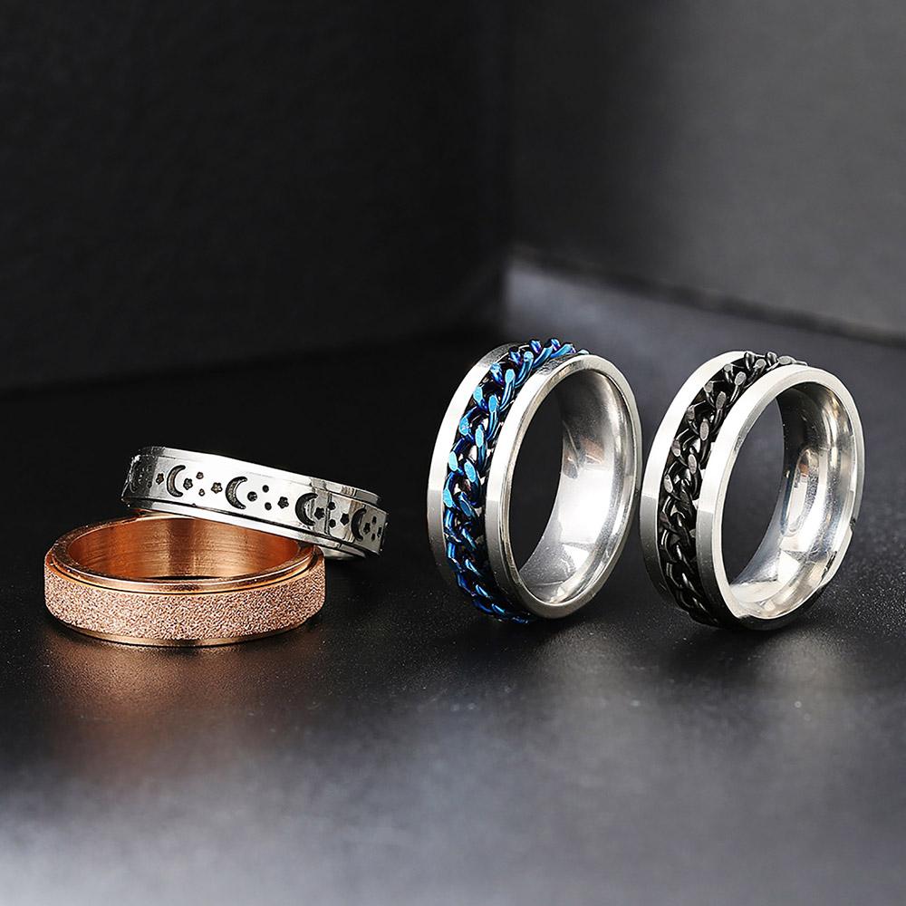 ZHOUYANG Anxiety Ring For Men Spinner Cuban Chain Punk Fidget Rings Titanium Steel Hip Hop Jewelry Accessories Wholesale KAR028