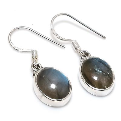 Doğal Labradorit Değerli Taş 925 Katı Gümüş Hediye Küpe 1.25" C5l08