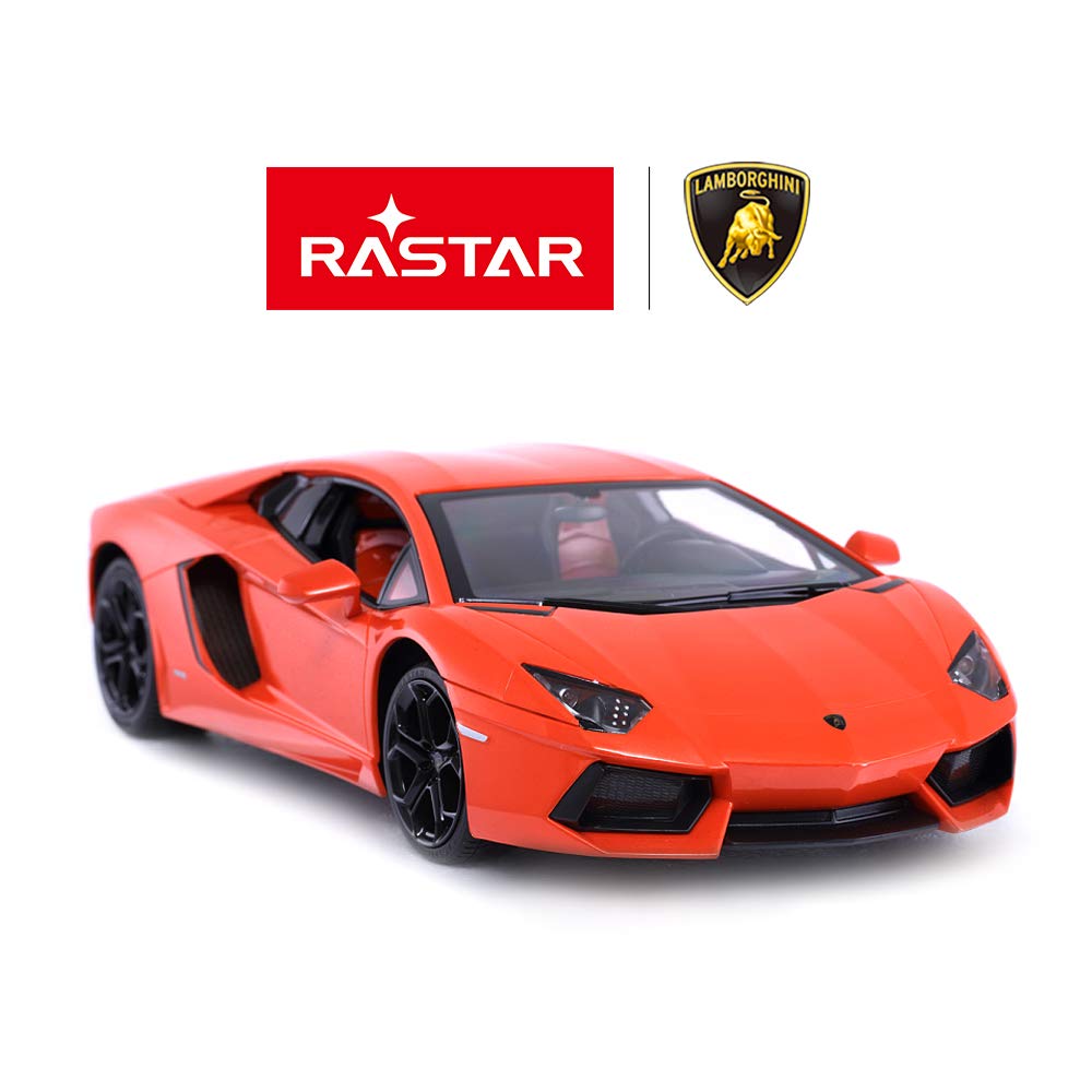 RASTAR Lamborghini RC Toy Lamborghini Aventador Remote Control Car with Illuminating Headlights and Car, Car, 114 LP700-4 Taillights, Orange, 2.4GHz