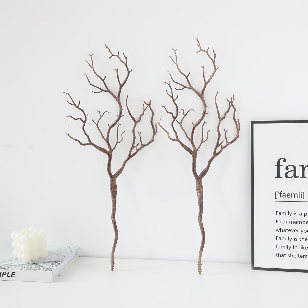 Three pieces of artificial twigs, artificial green plant decorative flower forks, and home landscape decoration ornaments
