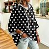 Women's Polka Dot Print Drawstring Hooded Sweatshirt Loose Fit Casual Top
