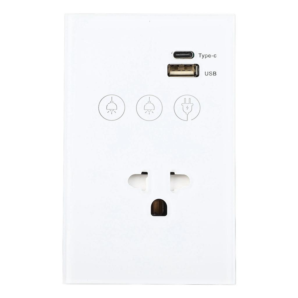 Smart Wall Outlet 2.4G WiFi Touch Light Voice Remote Control Smart Plug with USB and Type C Port for