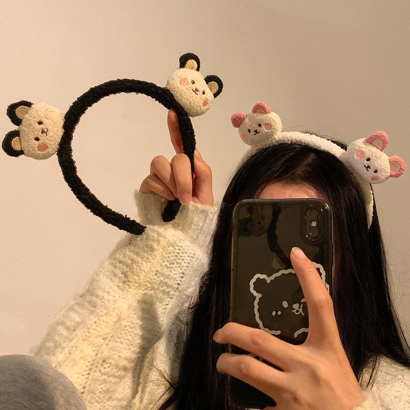 Adorable Bear Plush Headband for Makeup & Skincare