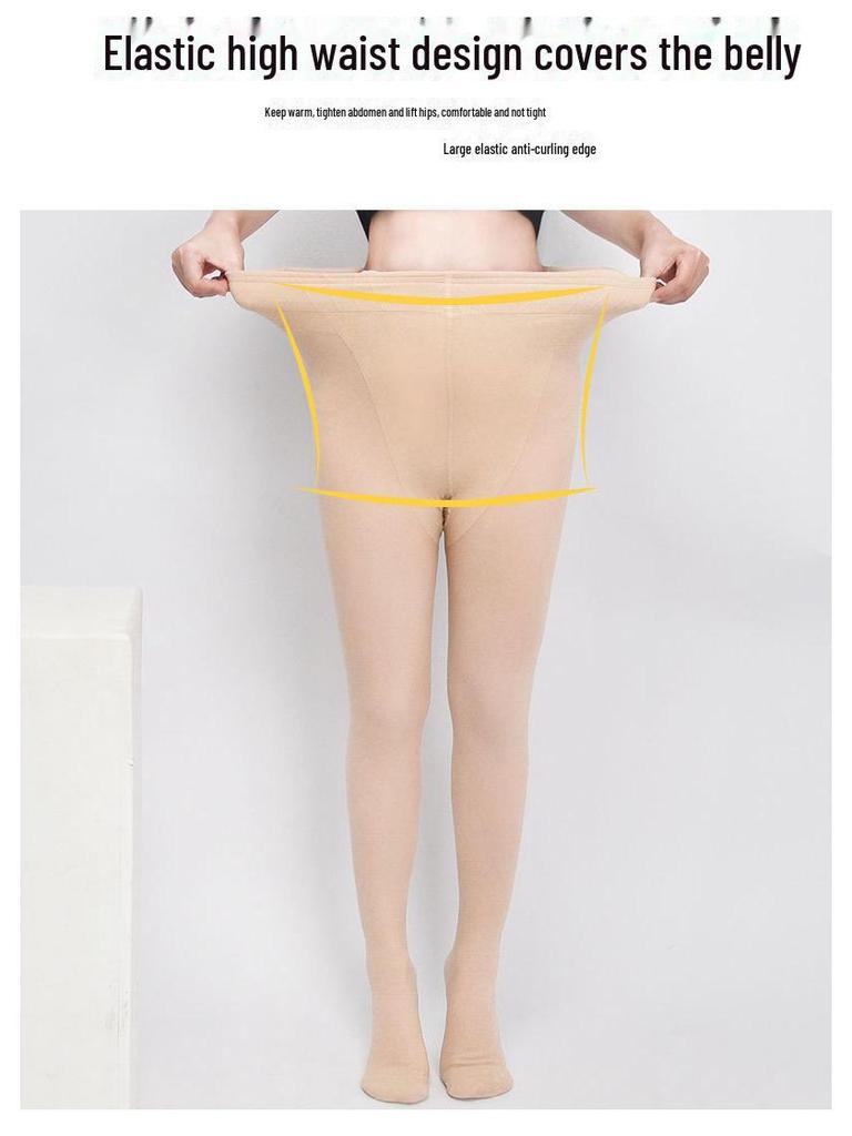 Women's Velvet-Lined Nude Leggings: Skin-Colored Double-Layer Pantyhose for Autumn & Winter