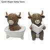 Cute Reading Cow Statue Scottish Highland Cow Resin Figurines Funny Bathing & Desk Decoration Home Bathroom Office Holiday Gift
