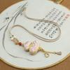 Song Dynasty Handmade Brocade Double-Sided Gourd Necklace for Women - Chinese Style Sweater Chain Accessories