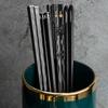 5Pairs Black Silver Healthy Chopsticks Set Korean Food Sushi Sticks Chopsticks Reusable Non-slip Chopsticks For Party Restaurant