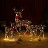 Weihnachts-Hirschfiguren Metallhirsche Outdoor-Weihnachtsdekorationen mit LED-Lichtern für Garten Hof Leuchtende Rentiere für Rasen