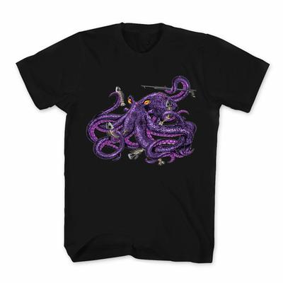 Funny Deep Sea Devil Octopus Printed TShirt 100 Cotton ONeck Summer Short Sleeve Casual Mens Tshirt Size S3XL