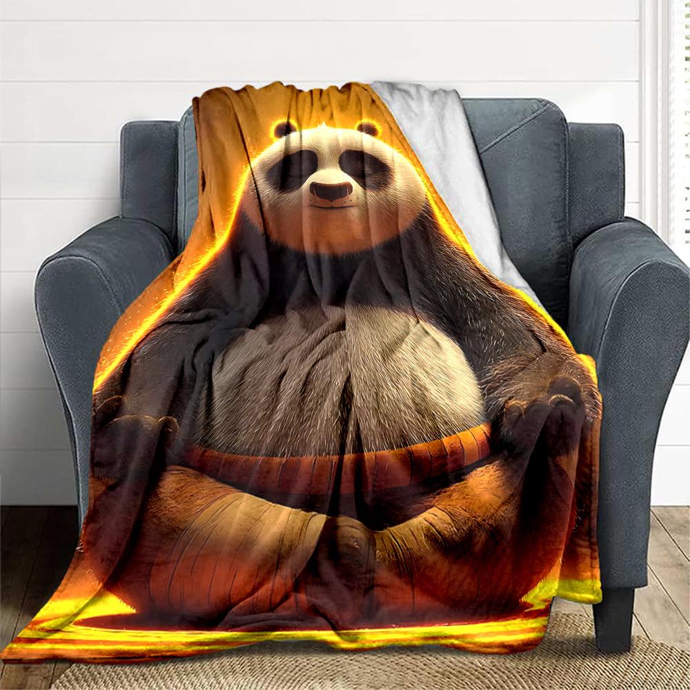1pc Panda Meditation Blanket Lightweight Flannel Blanket Throw Blanket For Sofa, Bed, Travel, Camping, Livingroom, Office, Couch