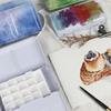 Metal Construction Watercolor Paint Box Small Size Folding Paint Box  For Gouache Painting
