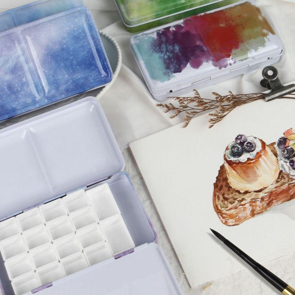 Metal Construction Watercolor Paint Box Small Size Folding Paint Box For Gouache Painting