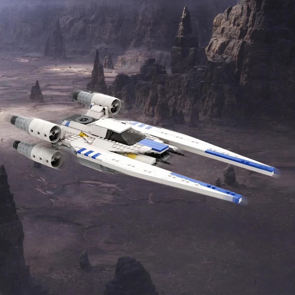 MOC White U Wing Building Blocks Space War White U Wing Spacecraft Bricks Model Assembly Toys Children DIY Birthday Gifts