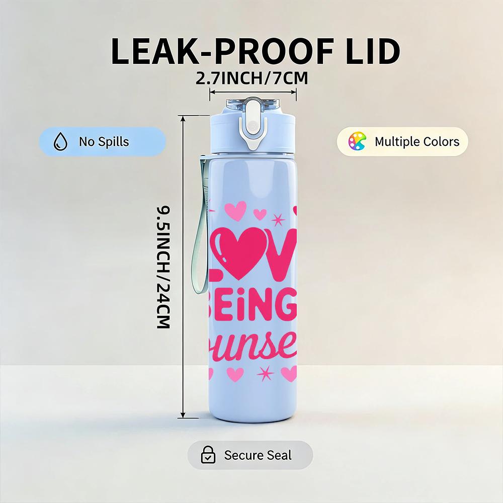 1PC Love Being Counselor Text Graphic,750ml Color Plastic Sports Water Bottle,Leakproof Flip Straw Lid,Suitable for Sports Office Home Use