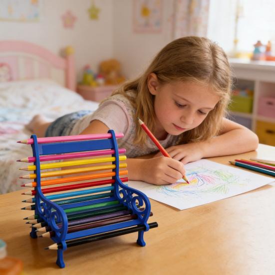 Pencil Storage Rack Multi-Layer Desk Organizer Durable Plastic Stationery Holder for Colored Pencils Crayons Markers Paintbrushes Large Capacity