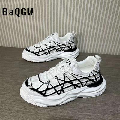 Fashion Chunky Sneaker for Men Summer Mesh Breathable Luxury Running Shoes Fashion Striped Design Casual Zapatillas Sports Sneakers