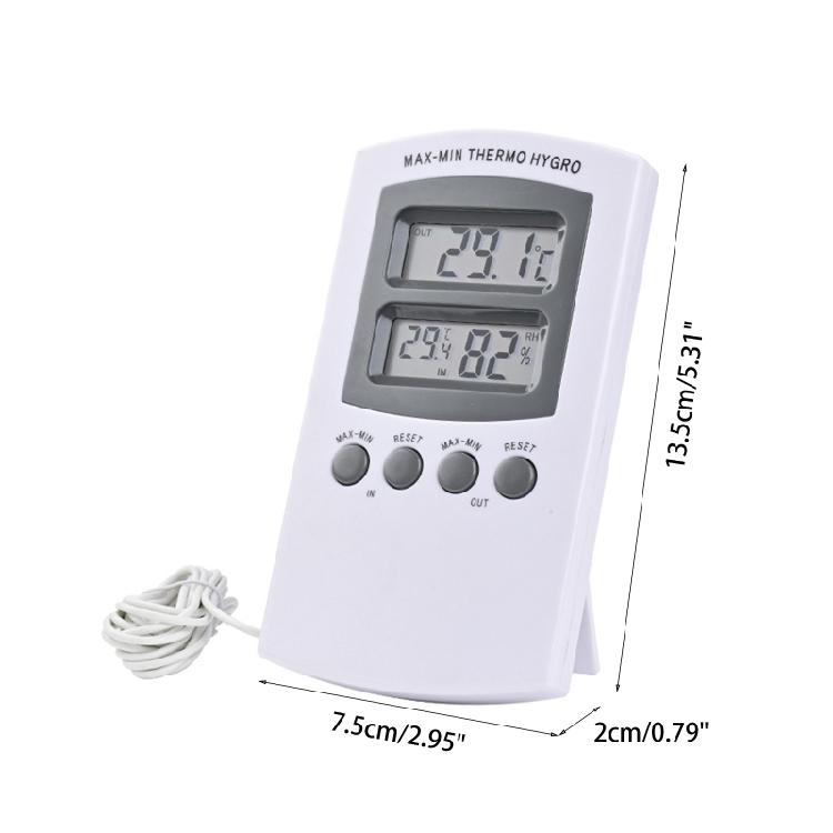 Indoor Outdoor Thermometer Hygrometer LCD Display Office Monitor Equipment Tool