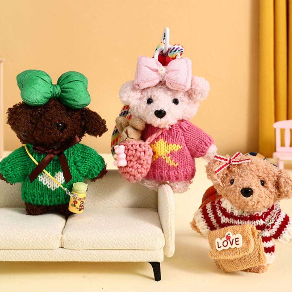 Fluffy Crochet Sweater Dog Keychain PP Cotton Puppy Stuffed Doll Keyring  Home Decor