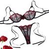 High-Quality Black Embroidered Lingerie Set with Steel Ring